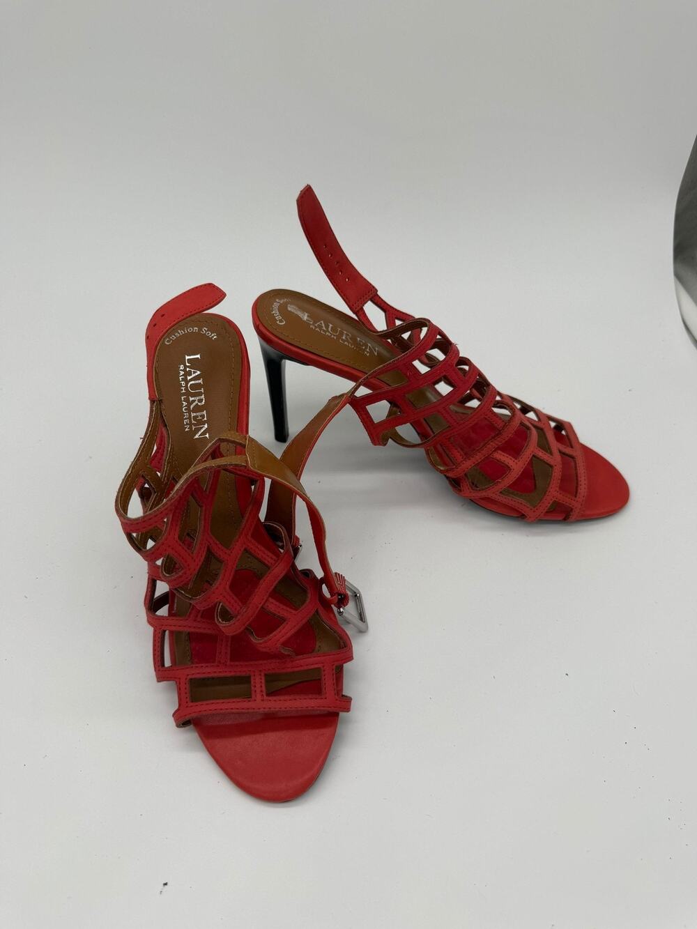 Lauren Ralph Lauren Sandals Shoes Womens Size 8B Red Sandra Strappy Stiletto